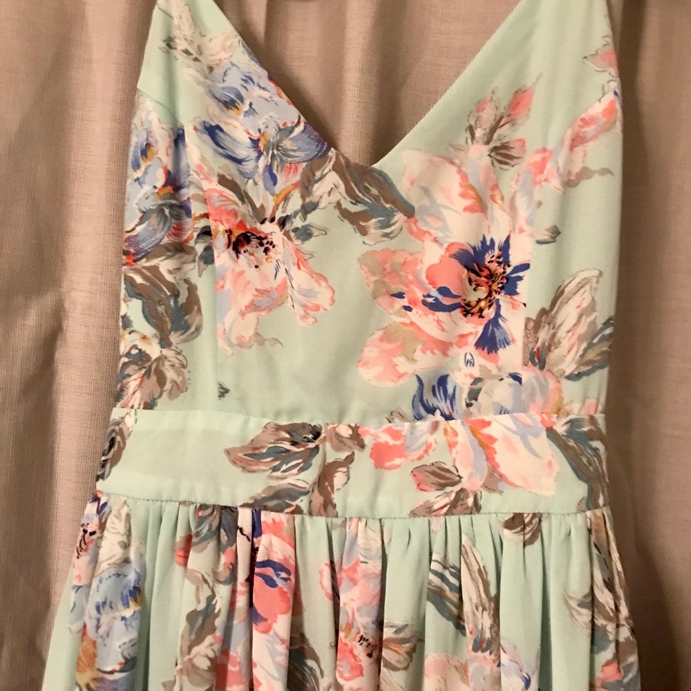 Floor length open back dress size small
